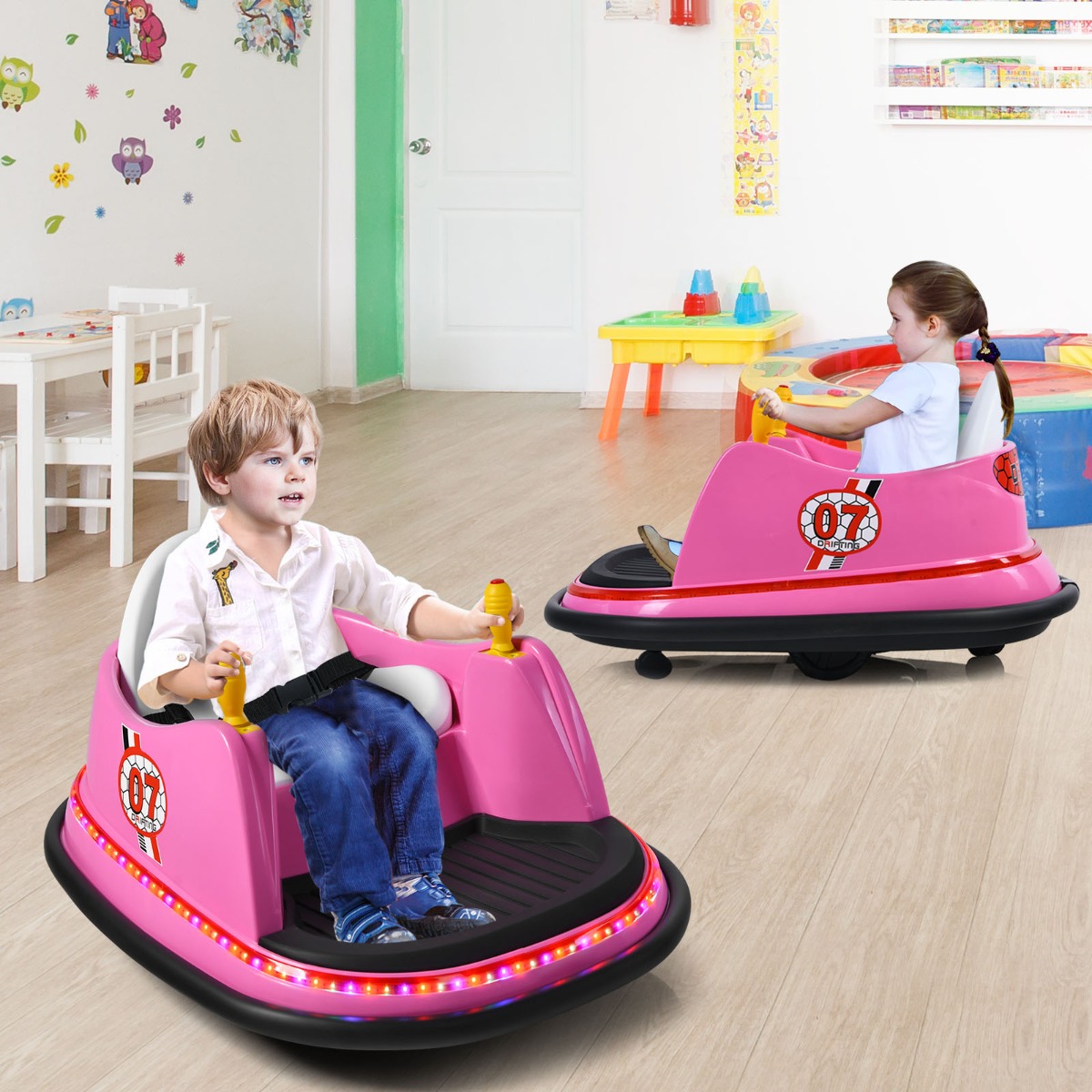 6V Kinder Autoscooter mit Fernbedienung 360-Grad-Wendekreis 57 x 75 x 42 cm Rosa