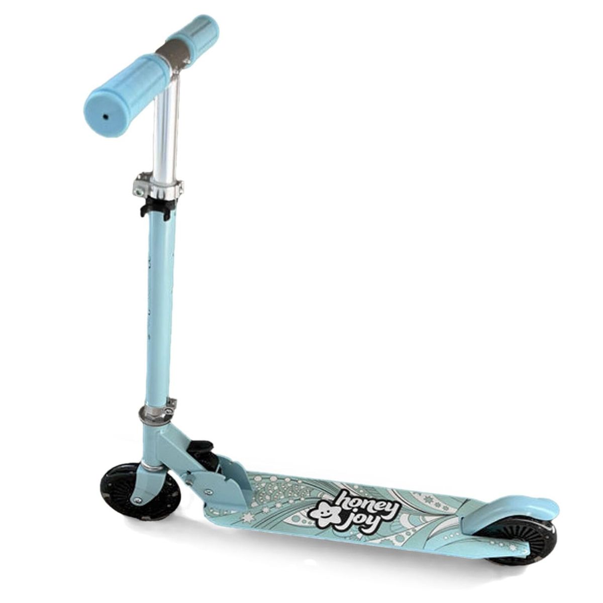 Kinder Roller Scooter mit LED-Räder & Klappbar Lenker Höhenverstellbar Tretroller Kinderroller Hellblau