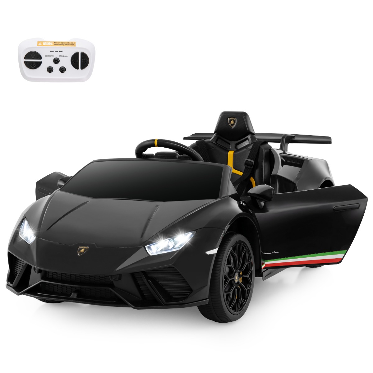 Kinder Elektroauto Lamborghini 12V Kinderauto Elektrisch mit Fernbedienung Schwarz