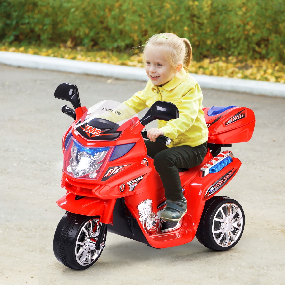 Kinder-Motorrad 6 V Elektro Motorrad mit Musik und Scheinwerfer für Kinder Rot