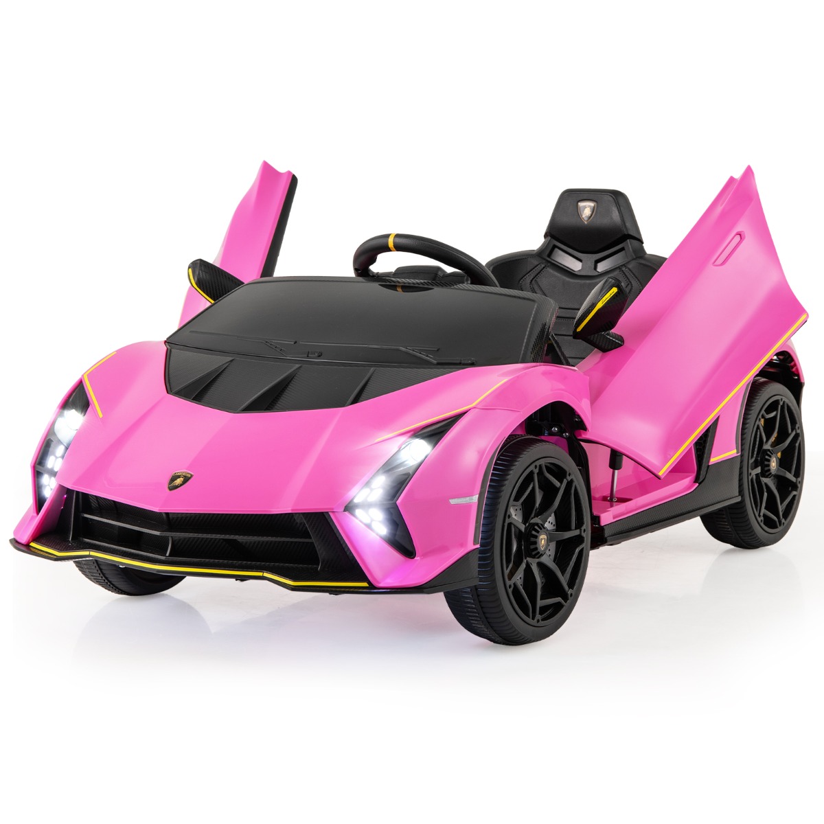 Kinder Elektroauto Lamborghini mit Fernbedienung & LED-Leuchten & Hupe Kinderauto Rosa