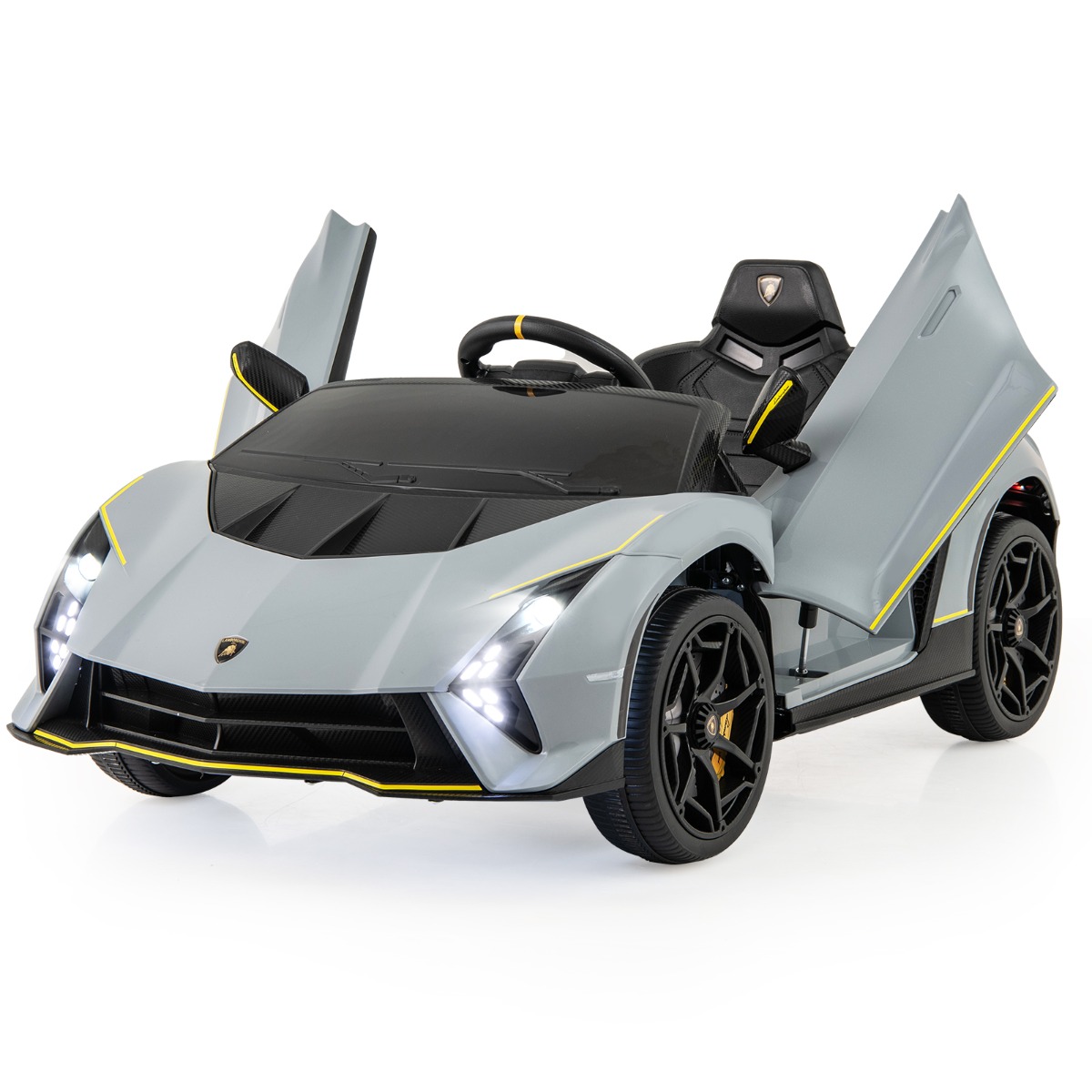 Kinder Elektroauto Lamborghini mit Fernbedienung & LED-Leuchten & Hupe Kinderauto Grau