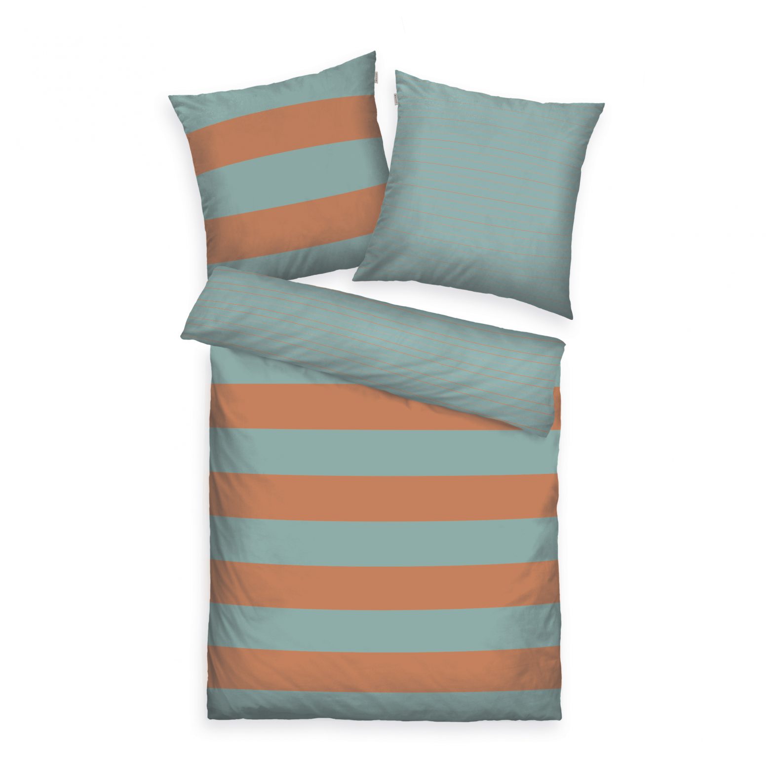 TOM TAILOR Bettwäsche – Bold Stripes Warm Coral & Fresh Sage