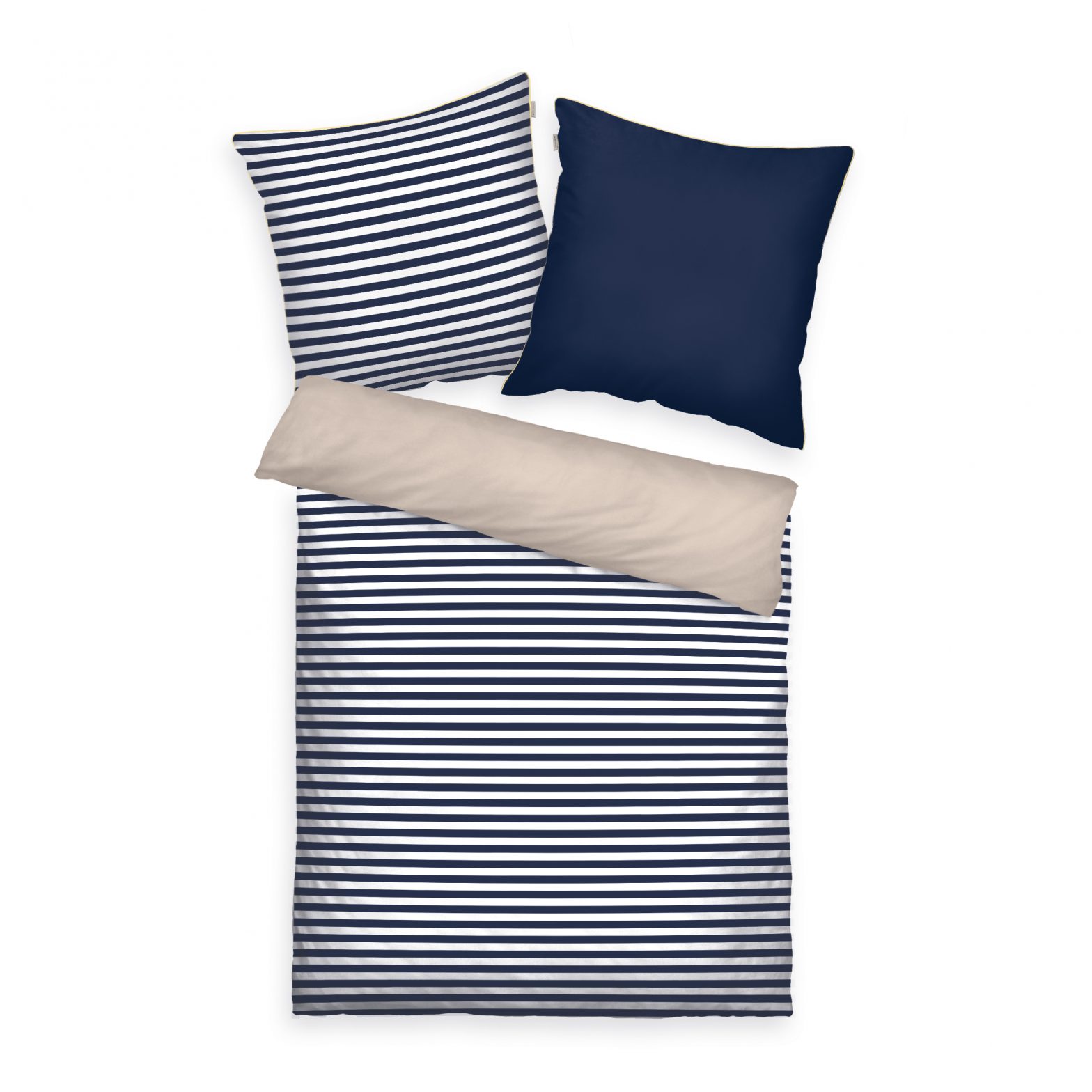 TOM TAILOR Bettwäsche – Stripes with a Kick Dark Navy & Sunny Sand