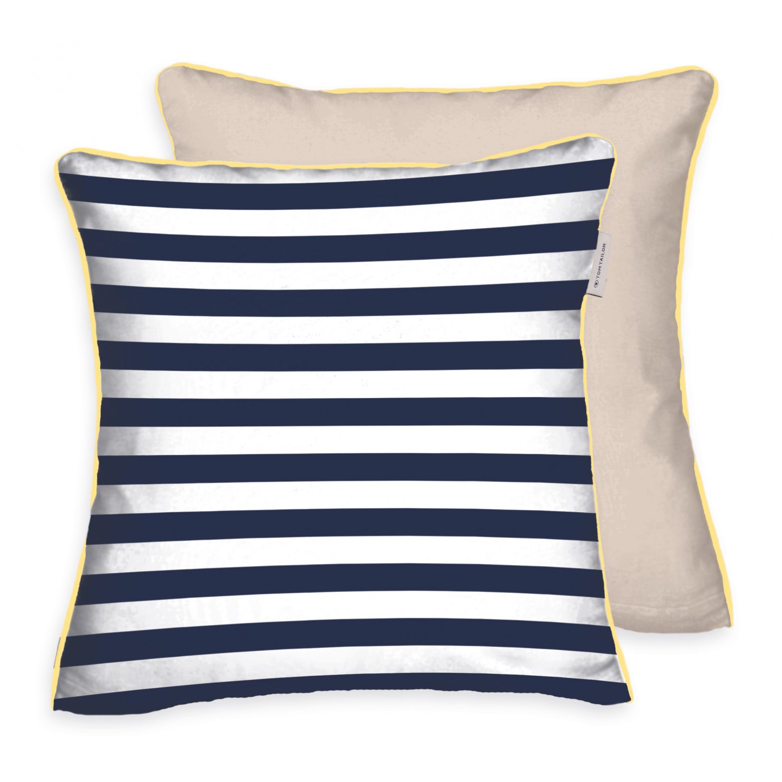 TOM TAILOR Kissenhülle – Stripes with a Kick Dark Navy & Sunny Sand