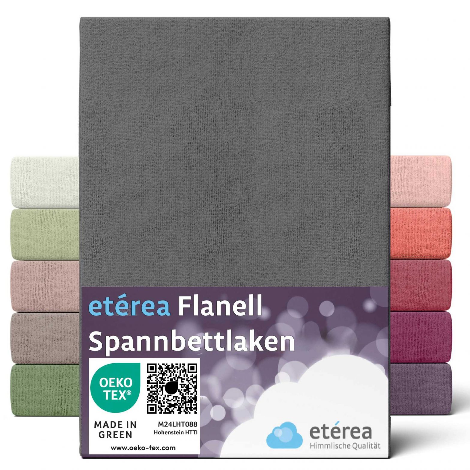 etérea Flanell Spannbettlaken 150×250 cm Anthrazit