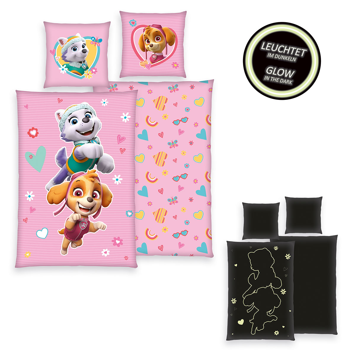 Paw Patrol Bettwäsche – Pink Glow in the Dark