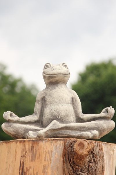 Gartenfigur „YOGA-FROSCH“ groß, Steinguss – Original von Vidroflor