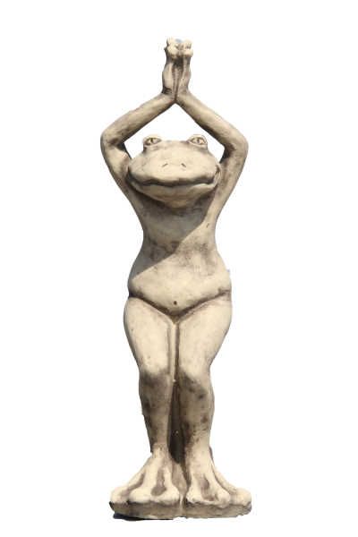 Gartenfigur YOGA-FROSCH „Der Stuhl“, Steinguss – Original von Vidroflor