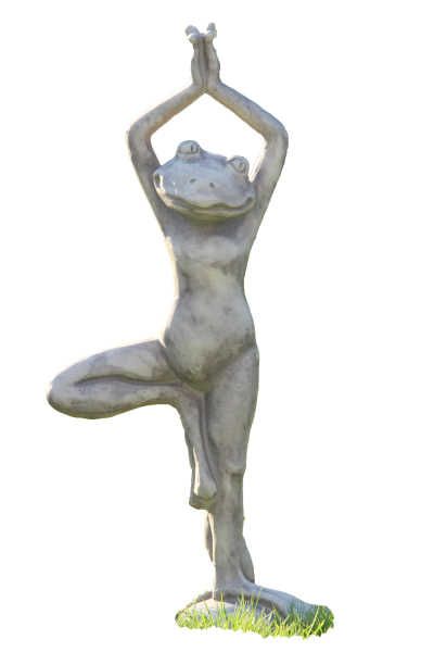 Gartenfigur YOGA-FROSCH „Der Baum“, Steinguss – Original von Vidroflor