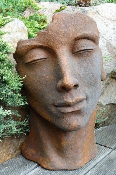 Gartenfigur Gesicht „MANN“, Steinguss, Edition Oxid, klein – Original von Vid…