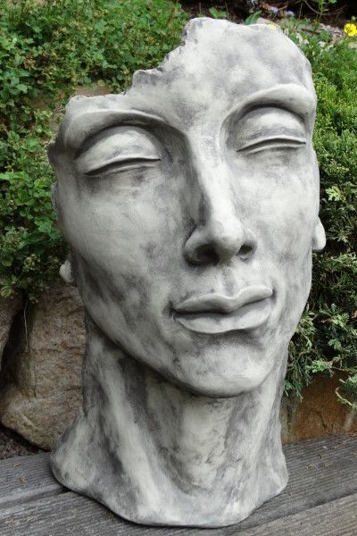 Gartenfigur Gesicht „MANN“, Steinguss, klein – Original von Vidroflor