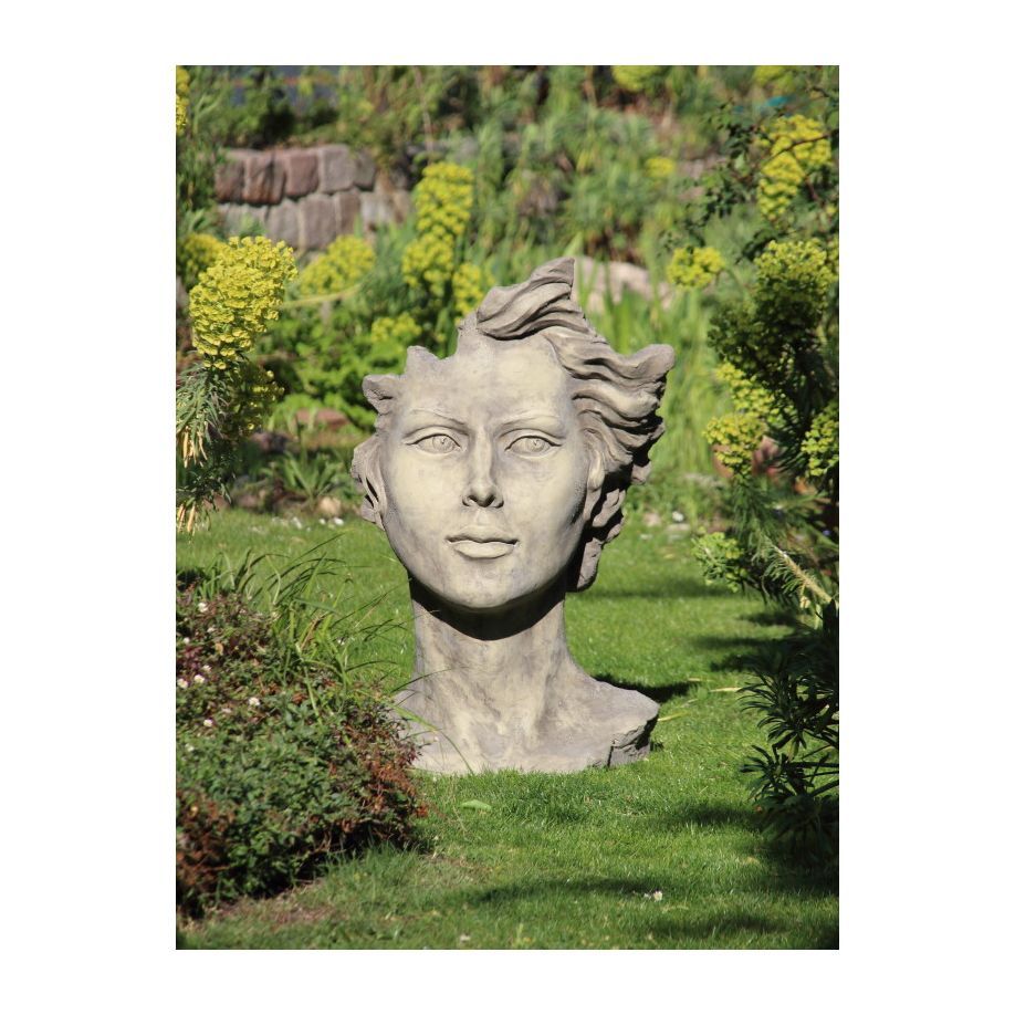 Gartenfigur Gesicht „FRAU“, Antik, Medium – Original von Vidroflor