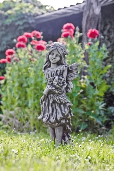 Gartenfigur FLOWER FAIRY „Mohn“, Steinguss – Original von Vidroflor