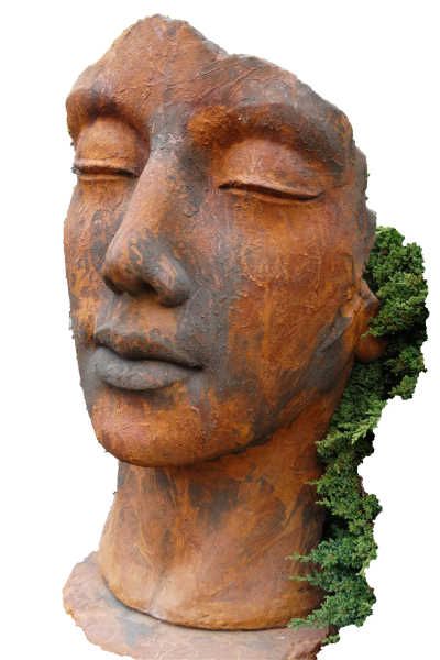 Gartenfigur Gesicht „Frau“, inkl. Platte z. Montage,Edition Ox – Original von…