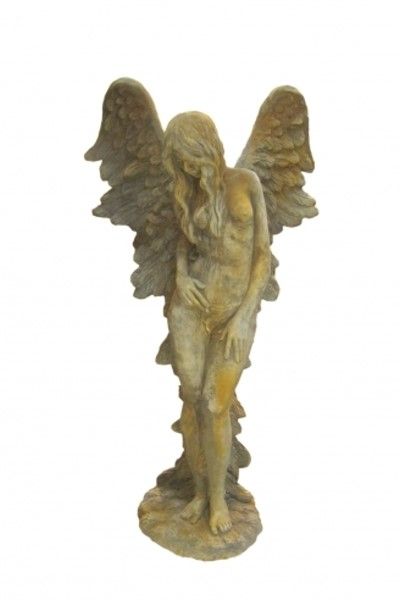 Gartenfigur Engelfrau stehend „SHEKINAH“, Rosteffekt – Original von Vidroflor