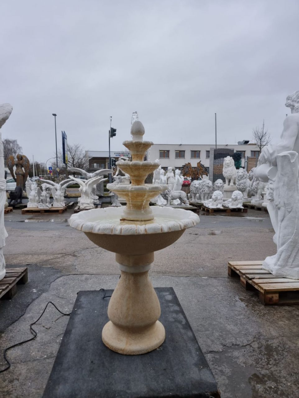 Springbrunnen „Pinie“ Komplettsystem in orange weiß