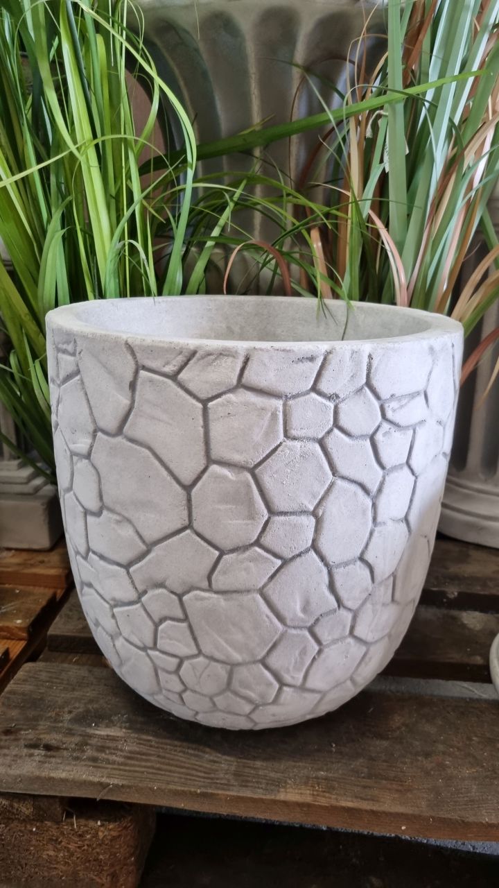 Pflanzgefäß, Vase „Mosaik“, antik grau