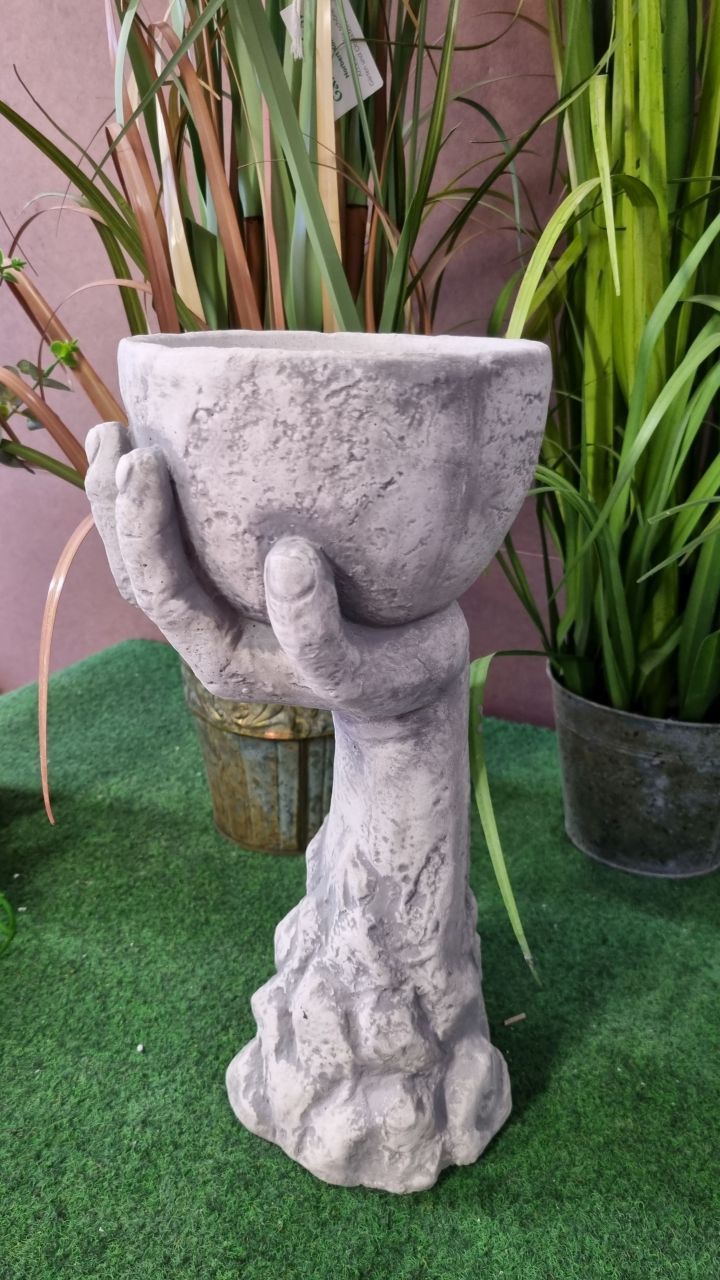 Pflanzgefäß,Vase, Skulptur „Der Kelch“, verschiedene Größen, antik grau