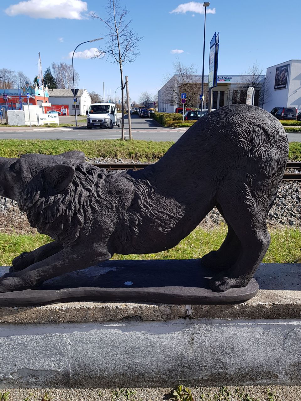 Gartenfigur Wolf schwarz