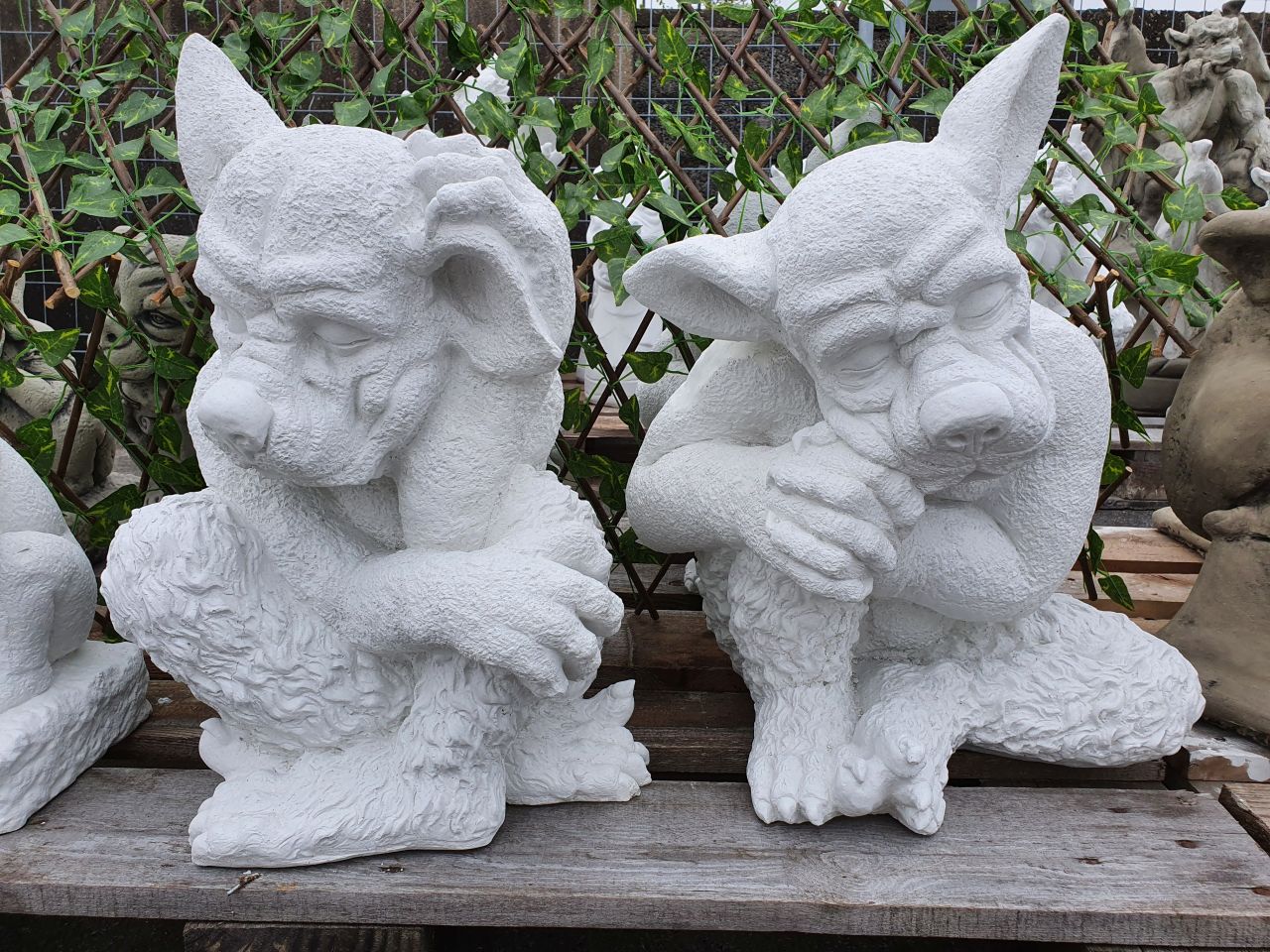 Gartenfigur Gargoyle Torwächter 2er Set, natur