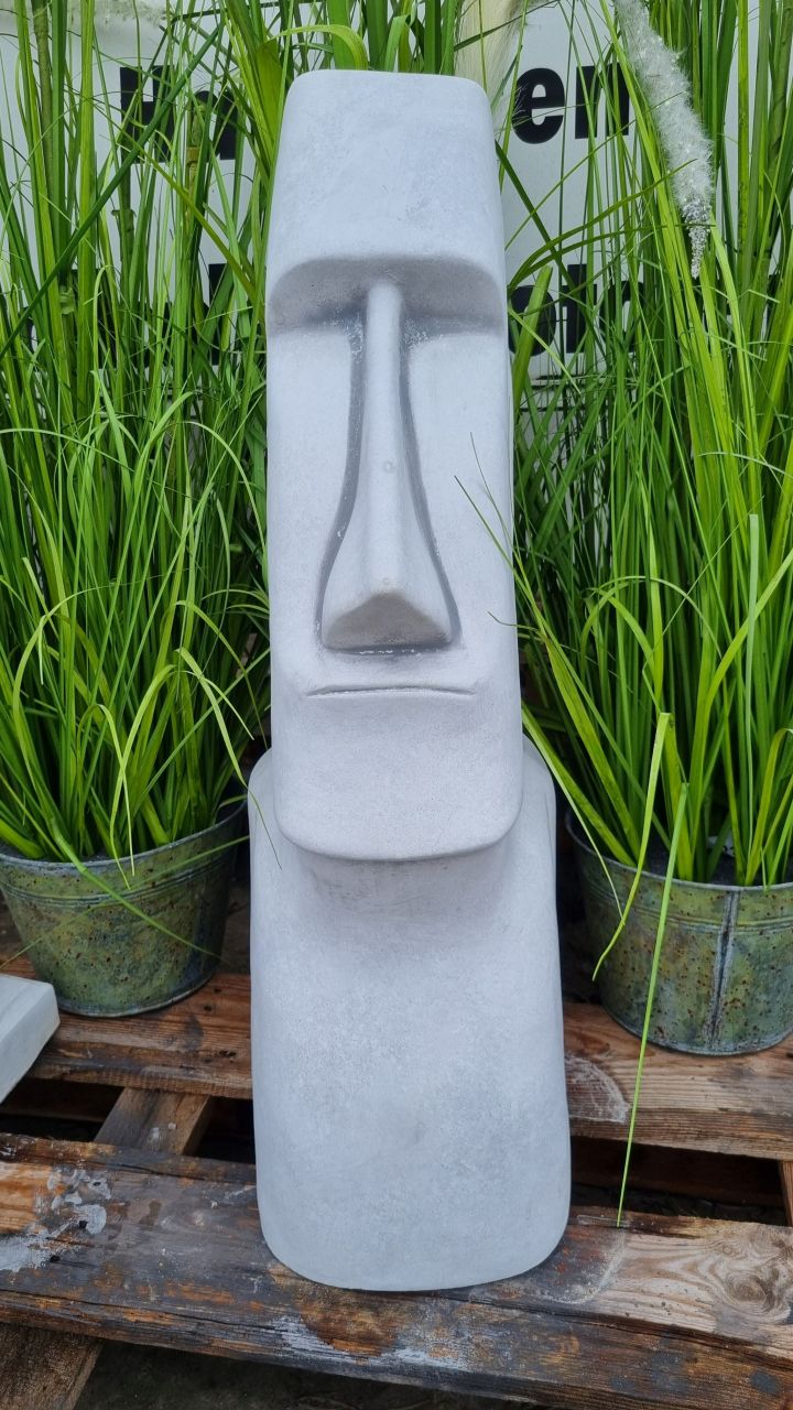 Gartenfigur Moai, groß, antik grau