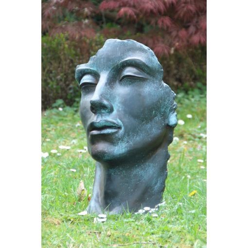 Gartenfigur Gesicht „MANN“ im Bronze Stil, klein – Original von Vidroflor