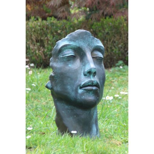 Gartenfigur Gesicht „FRAU“ im Bronze Stil, klein – Original von Vidroflor