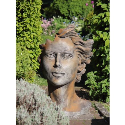 Gartenfigur Gesicht „FRAU“, Rosteffekt, Medium – Original von Vidroflor