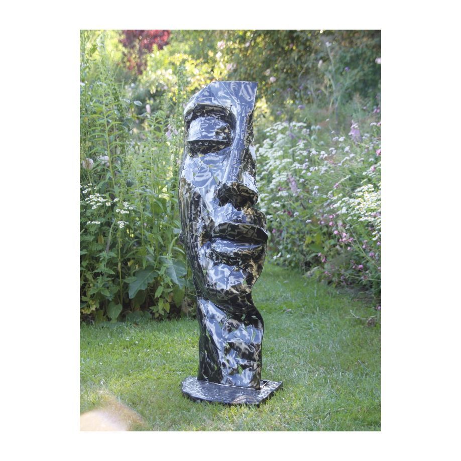 Gartenfigur Gesicht Metall, halb, schwarz – Original von Vidroflor