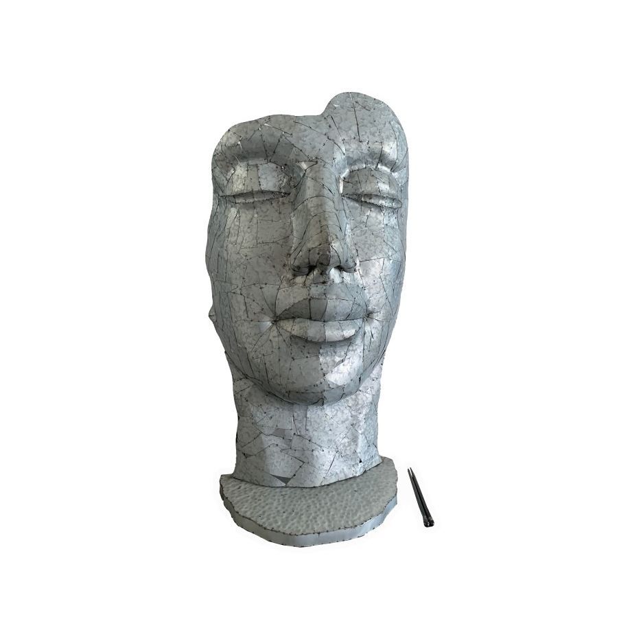 Gartenfigur Gesicht Metall, Silber – Original von Vidroflor