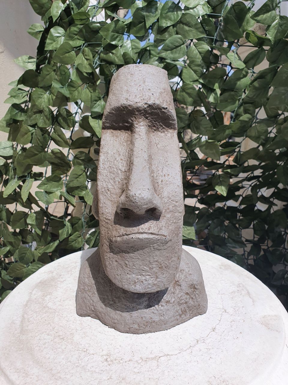 Gartenfigur Moai klein Typ 1, grau, patiniert