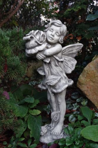 Gartenfigur FLOWER FAIRY „Rose“, Steinguss – Original von Vidroflor