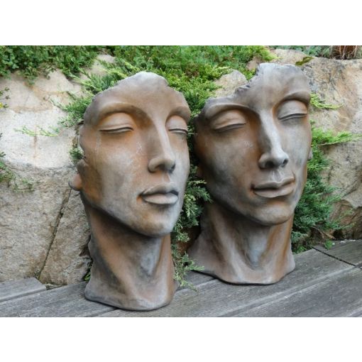 Gartenfigur Gesicht „MANN“ und „FRAU“ mit Rosteffekt im Set, klein – Original…