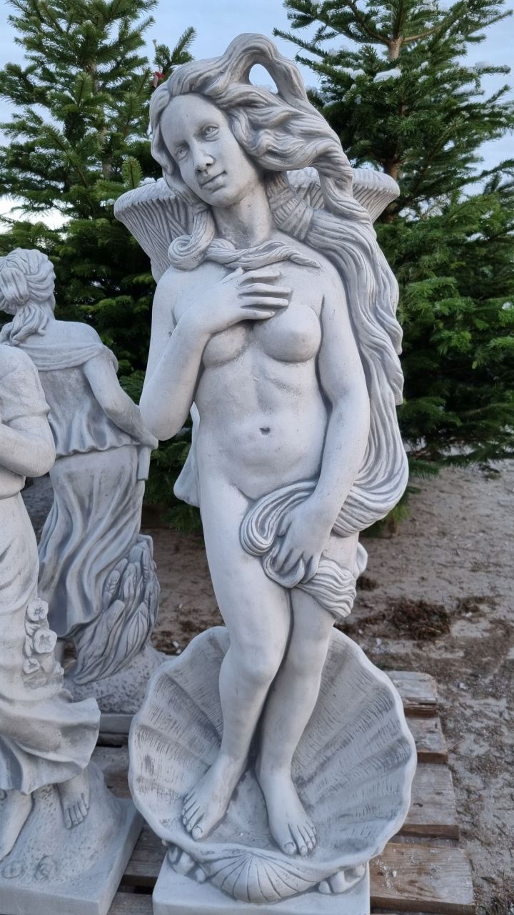 Gartenfigur „Die Geburt der Venus“, groß, antik grau