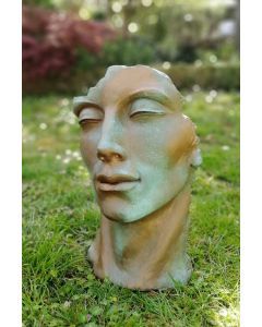 Gartenfigur Gesicht „MANN“, Steinguss, Kupfereffekt, klein – Original von Vid…