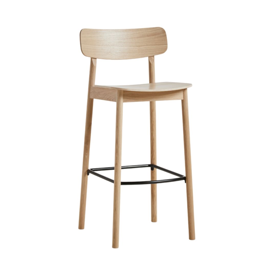 Woud – Soma Bar Stool – moderner Barstuhl aus Holz mit Rückenlehne