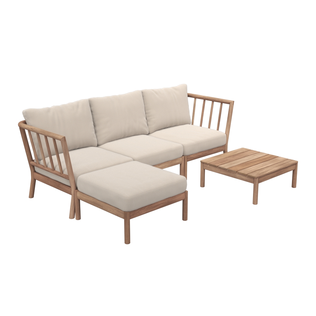 Fritz Hansen – Traditionr – modulares Outdoor Loungesofa aus Teakholz