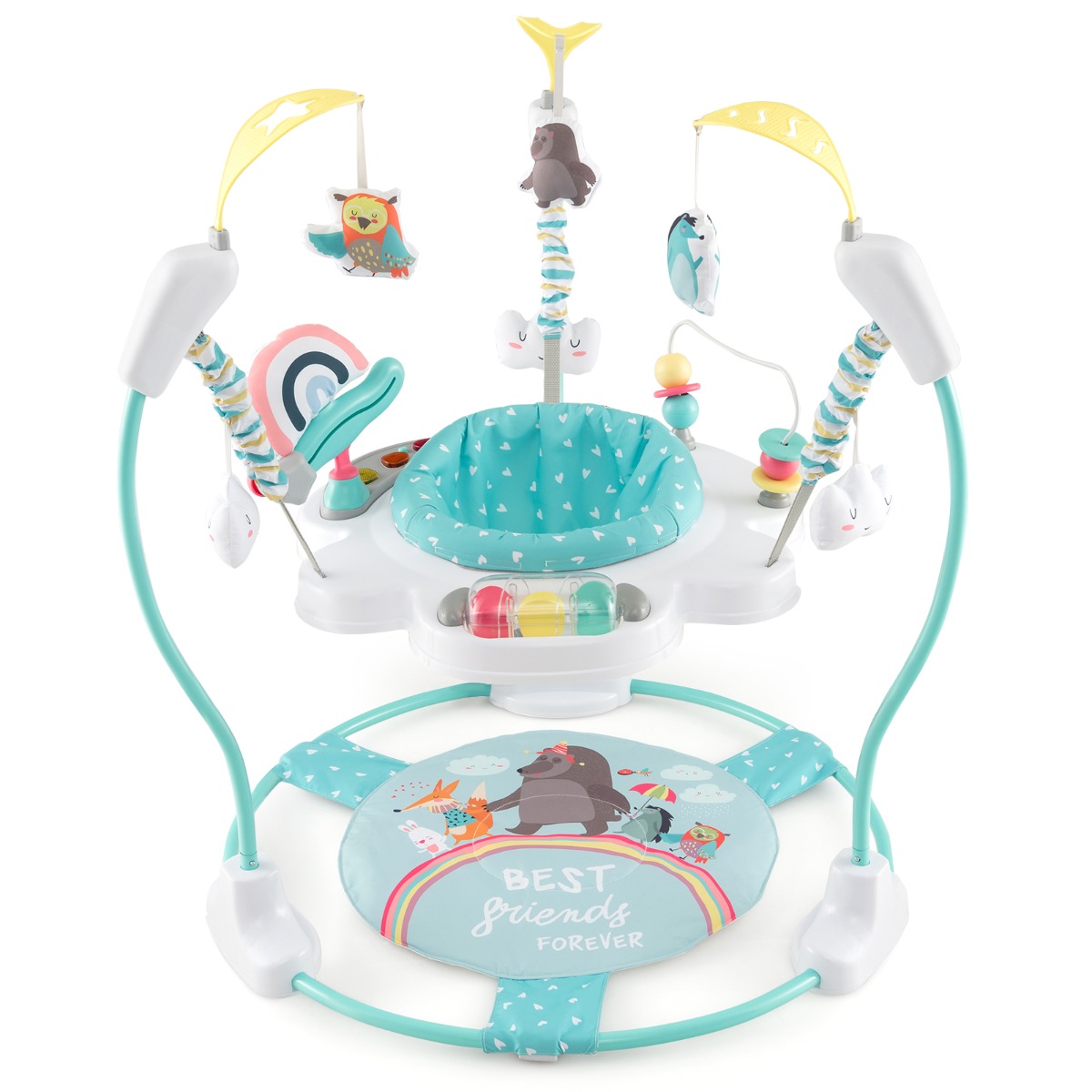 Baby Sky Jumperoo mit Verstellbaren Höhen & Spielzeuge & Spieluhr Lauflernhilfe Blau